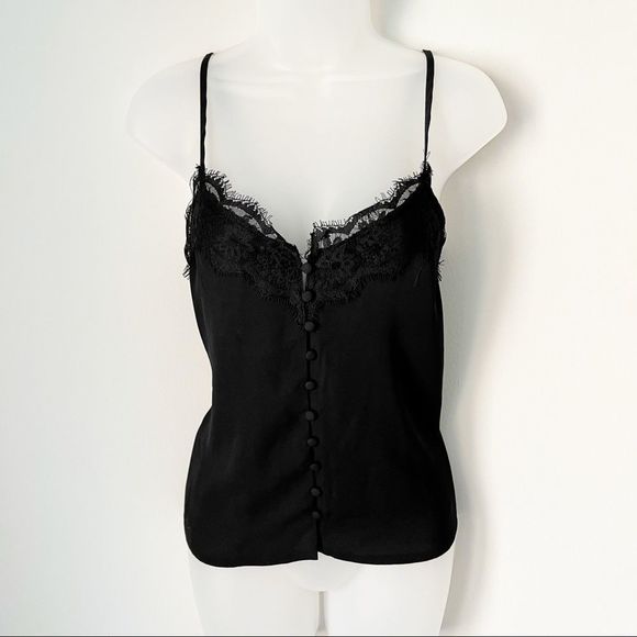 FOREVER 21 | Black Lace Cami Tank with Buttons - Picture 3 of 7